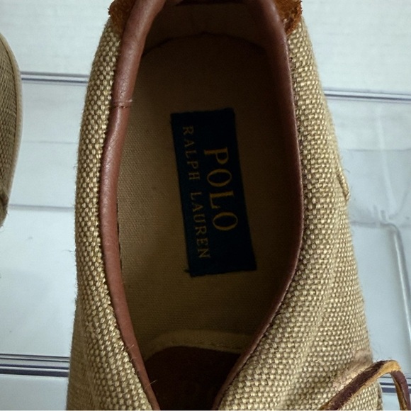 Polo Ralph Lauren Vaughn Beige Canvas & Suede Sneakers Size 10 D - Picture 8 of 11